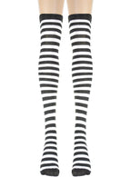Image of Striped Black and White Thigh High Teen Girls Stockings