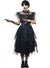 Image of Deluxe Teen Girl's Wednesday Addams Party Dress Costume - Front View