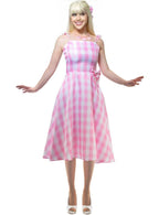 Image of Lace Up Pink Gingham Teen Girls Barbie Costume - Front Image