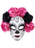 Day of the Dead Masquerade Mask with Pearls Beads and Black and Pink Roses