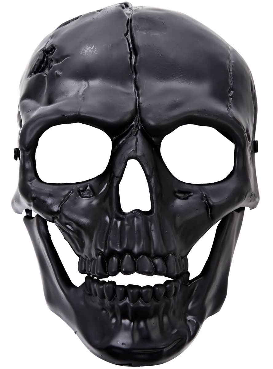 Men's Cracked Black Skull Face Halloween Costume Mask - Alternative Image