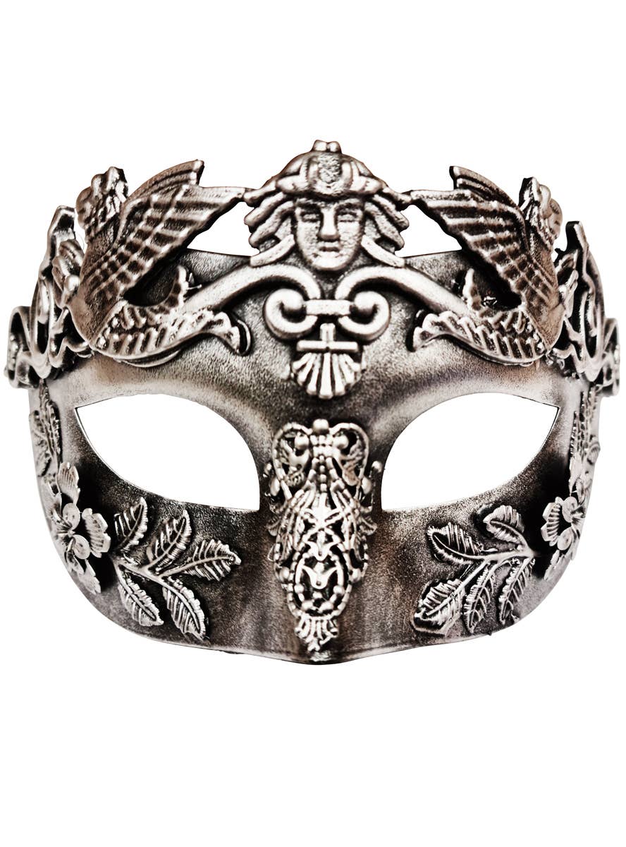 Silver Roman Style Men's Masquerade Mask