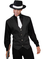 Black and White Pinstripe Gangster Shirt for Men Main Image