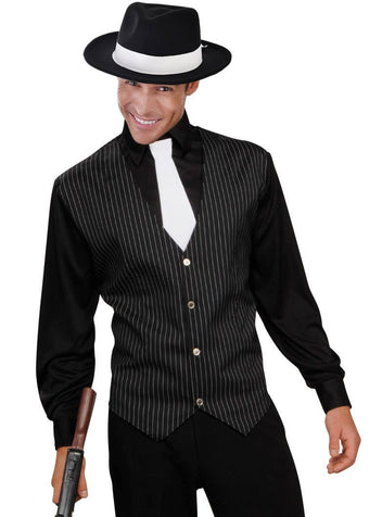 Pinstripe 1920s Mens Gangster Shirt | Mens Gangster Costume Shirt