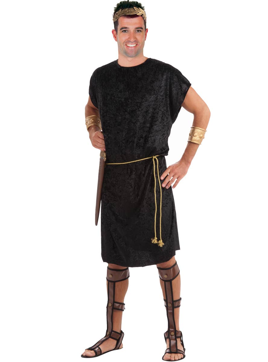 Black Velvet Roman Toga Costume for Men