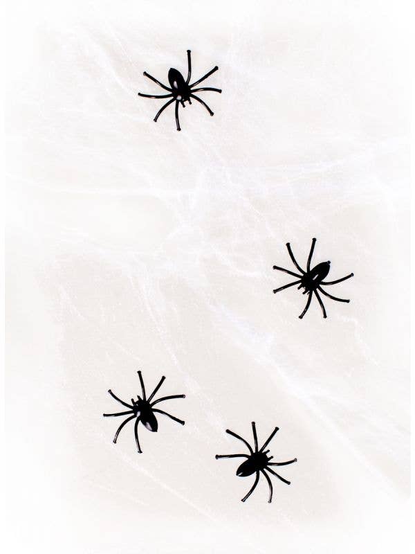 Stretchable White Spider Web Halloween Decoration with 4 Plastic Spiders - Alternate Image