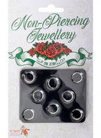 Silver Fake Ring Piercings in a Pack of 8
