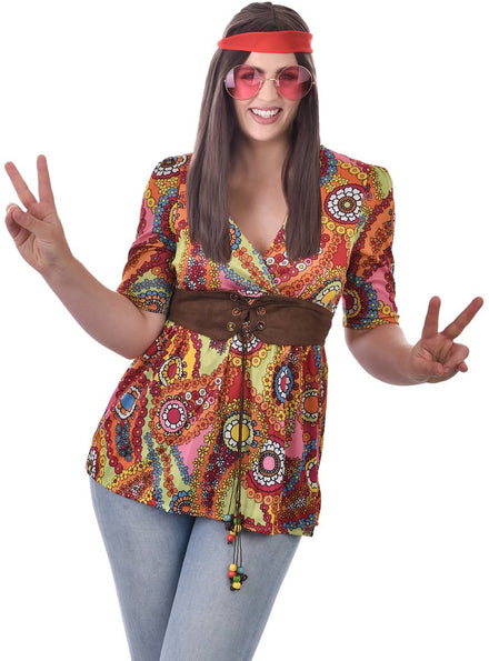 Womens 70s Hippie Costume Shirt