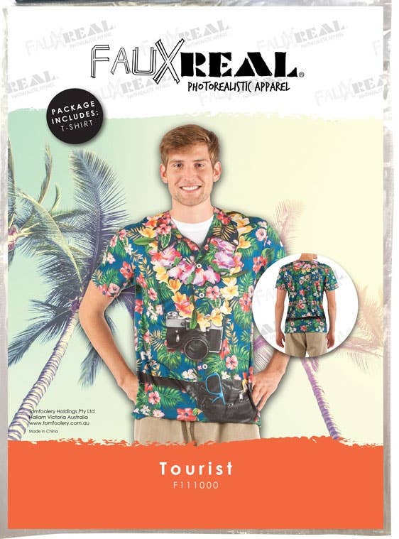 Men's Funny Tourist Printed Faux Real Costume Shirt Packaging Image