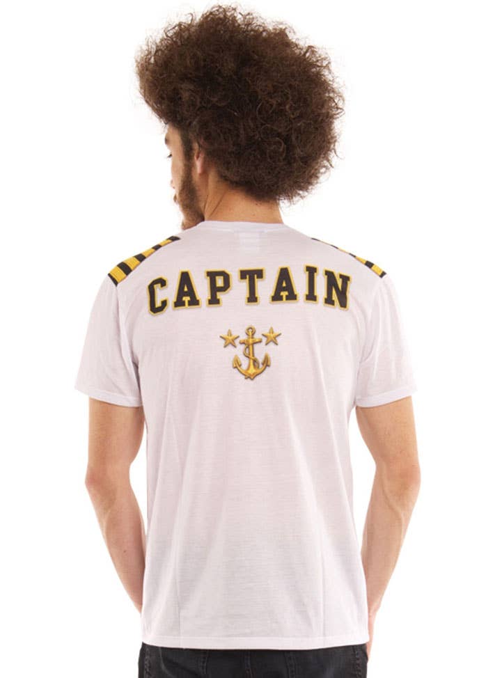 Men's Printed Faux Real Cruise Ship Captain Costume Shirt Back Image