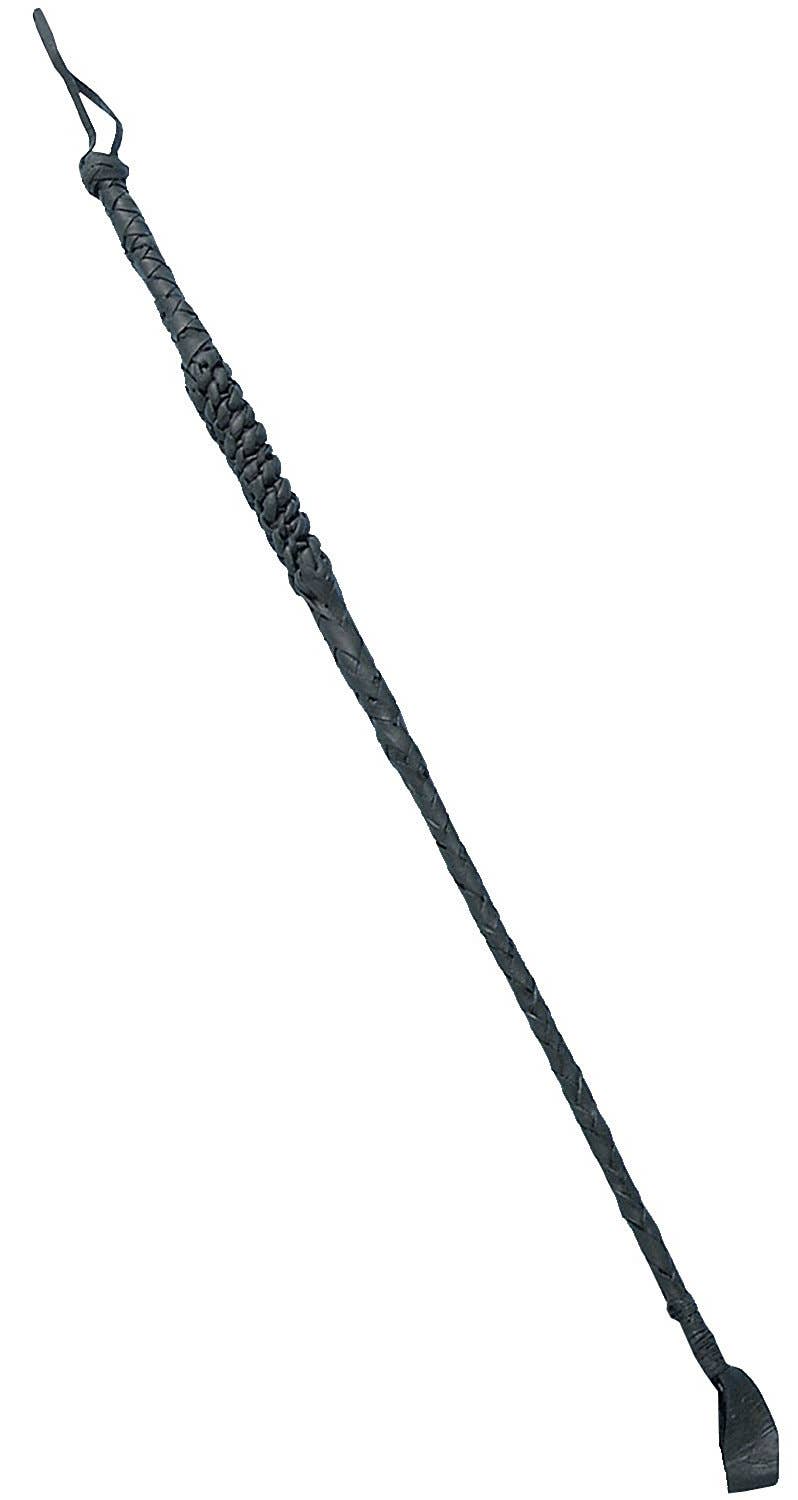 Sexy black leather look riding crop jockey cat woman costume accessory main image