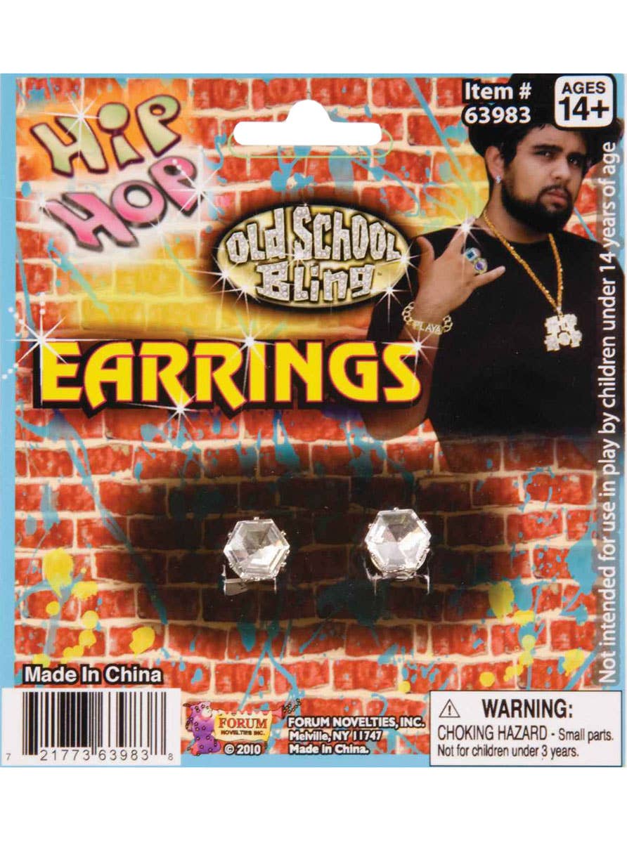 Novelty Pimp Diamond Stud Clip on Costume Earrings