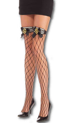 Dollar Sign Thigh High Industrial Fishnet Womens Stockings Main Image