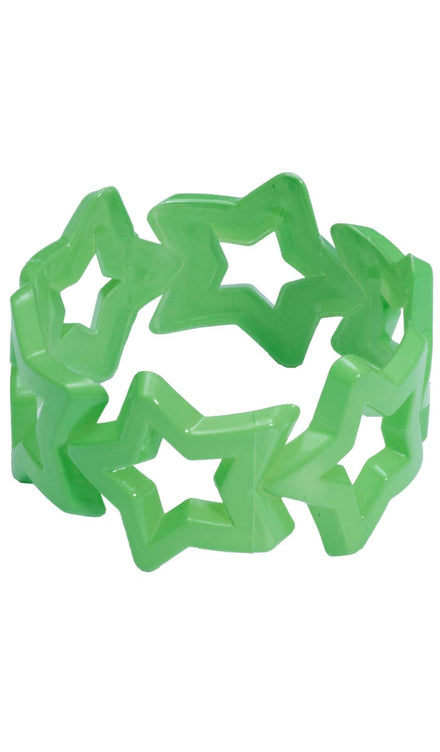 Neon Green Thick Star Fashion Bangle 80s Costume Accessory - Main Image