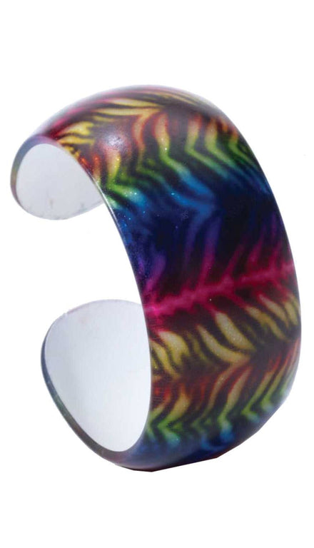 80s Fashion Retro Rainbow Zebra Print Ladies Bangle 1980s Costume Accessory - Main image