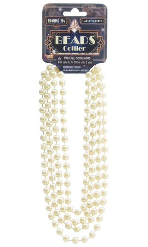 1920s Vintage Cream Coloured Flapper Beads Great Gatsby Costume Accessory - Main Image