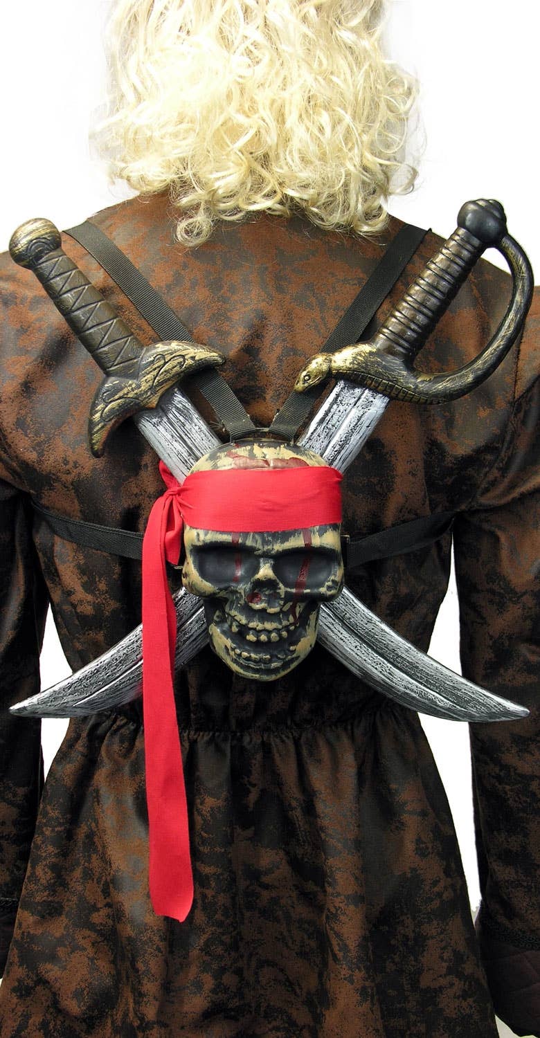 Skull Pirate Cutlass  Wearable Weapon Pack Adults Costume Accessory