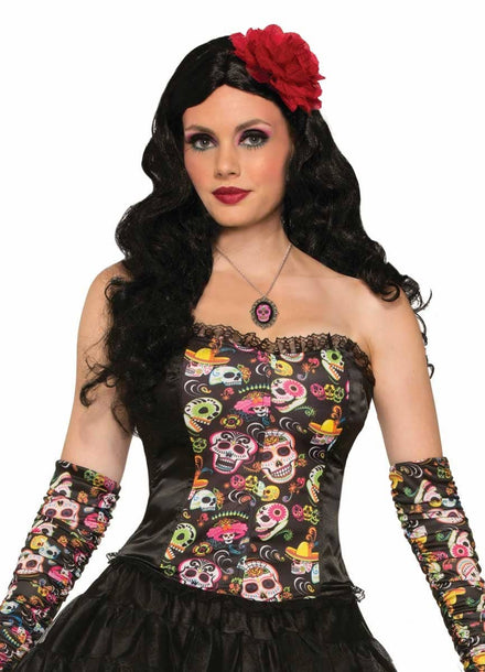 Women's Sugar Skull Printed Costume Corset Top