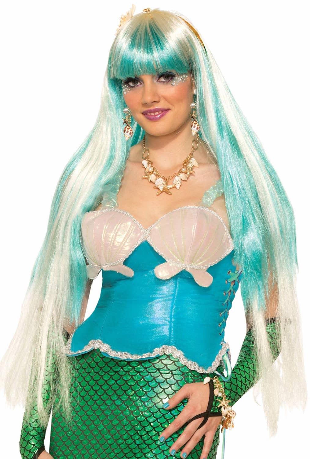 Blonde and Blue Ombre Mermaid Women's Costume Wig