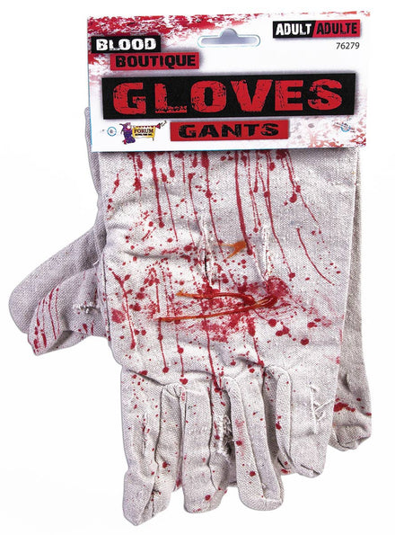 Image of Dr Death Blood Splattered White Halloween Gloves