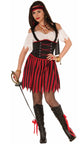 Black and Red Striped Seafarer Women's Pirate Fancy Dress Costume main image