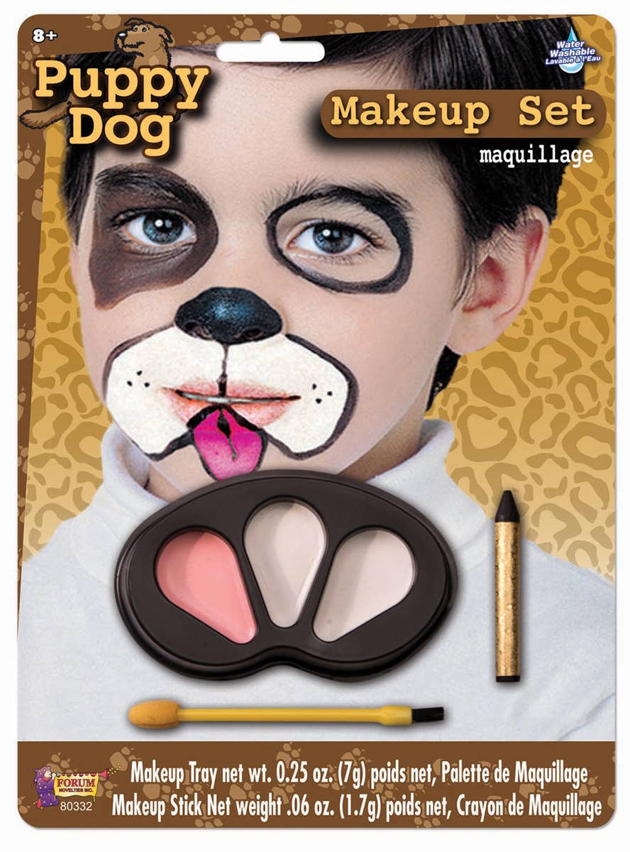 Pale Pink, White and Brown Dog Face Paint Costume Makeup Set