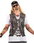 Men's Biker T-shirt and Leather Vest Faux Real Costume Shirt Front