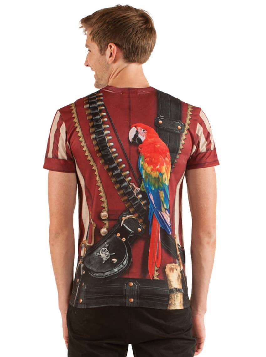 Men's Swashbuckling Faux Real Pirate Costume Top - Back Image