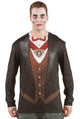 Men's Count Dracula Vampire Print Faux Real Costume Top Front