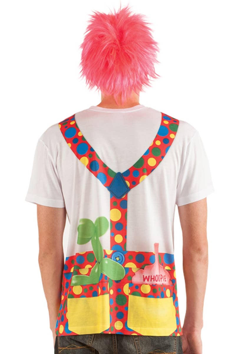 Men's Clown with Big Tie Faux Real Printed Costume Top Back