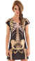 Women's Skeleton Print Faux Real Halloween Costume Dress Front Image