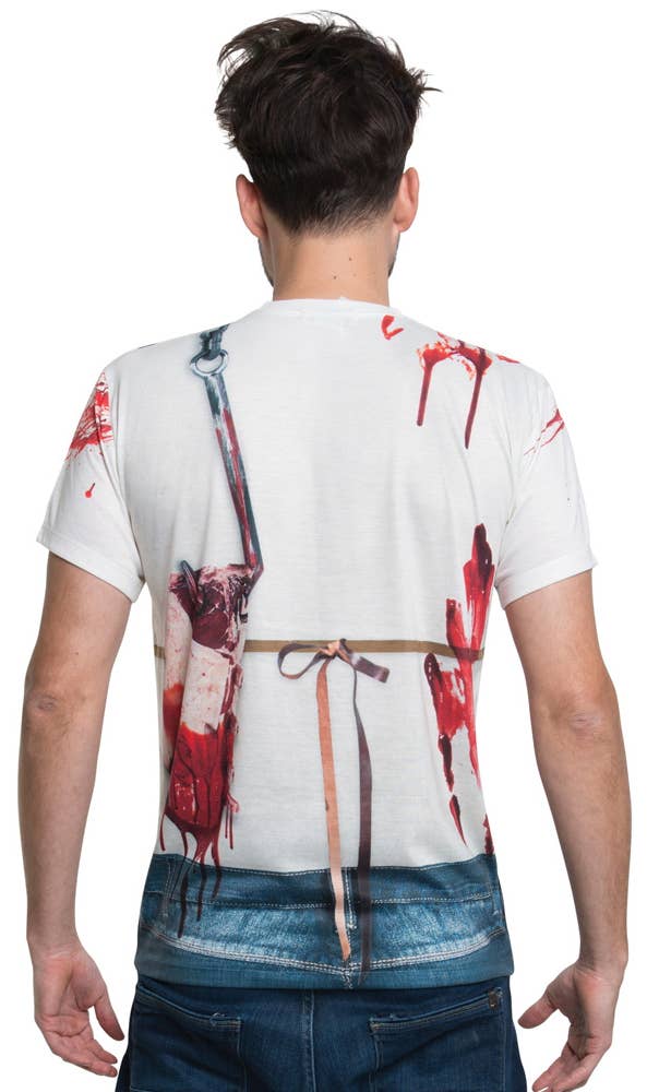 Men's Nightmare Butcher Printed Halloween Costume Shirt Back Image