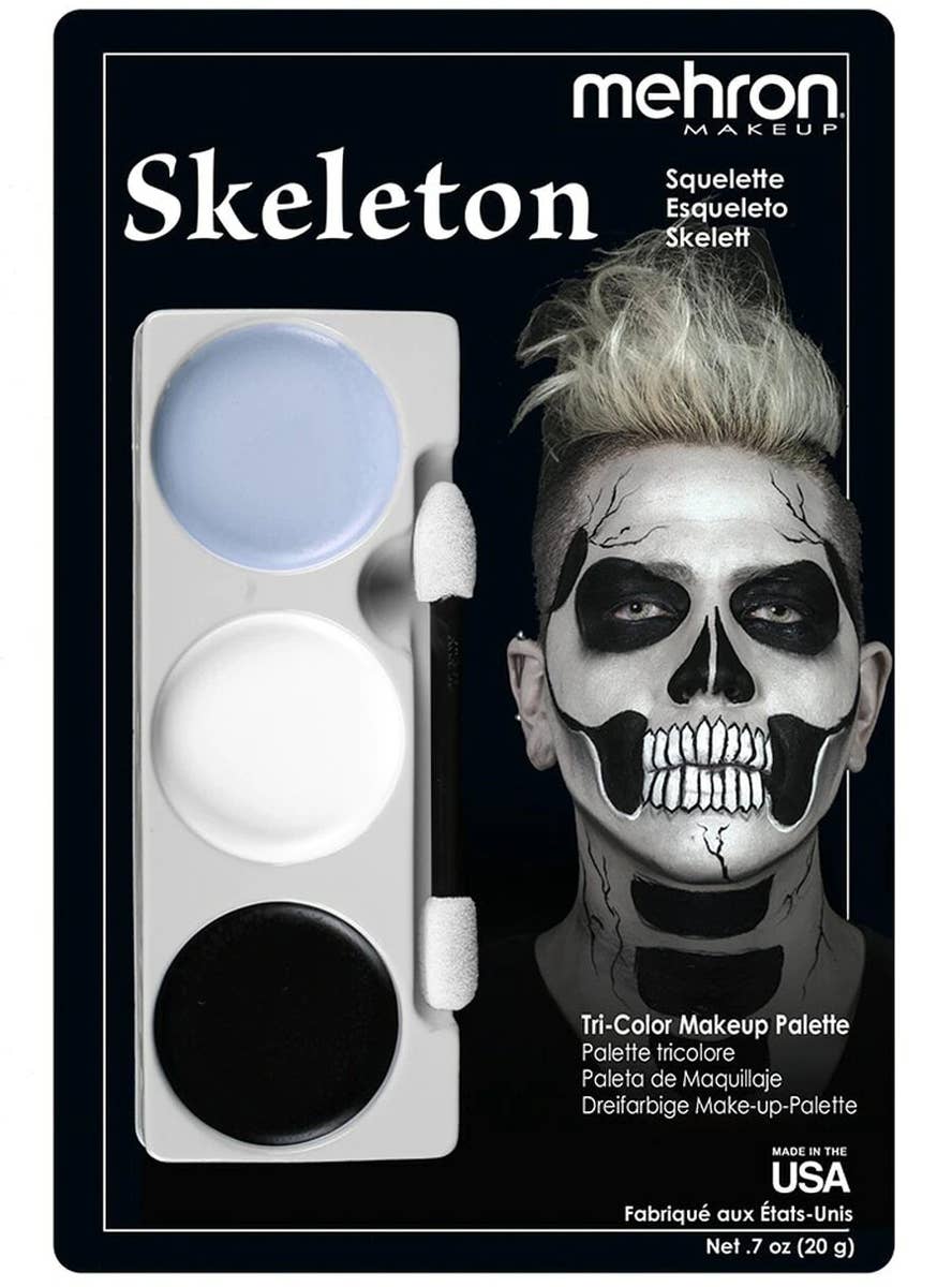 3 Colour Skeleton Halloween Face Paint Makeup Palette