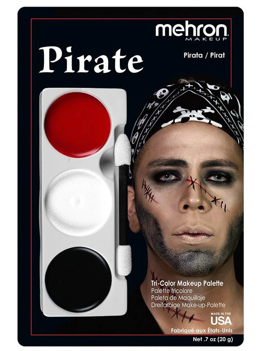 3 Colour Pirate Halloween Face Paint Makeup Palette