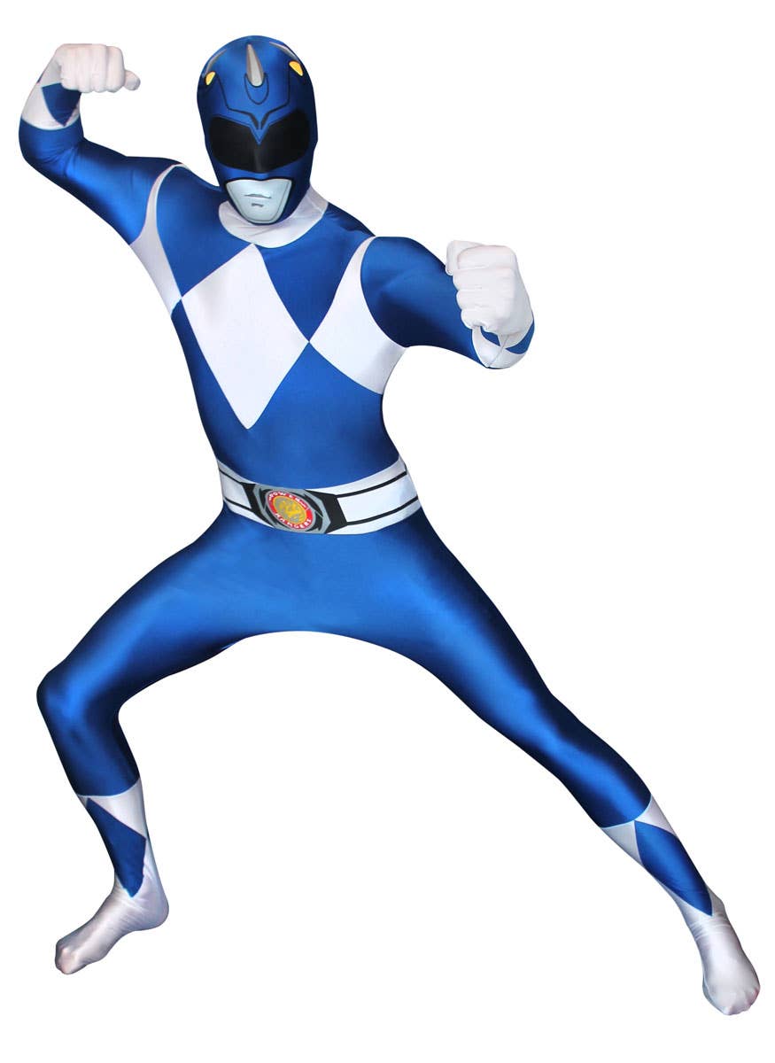Blue Power Ranger Morphsuit Costume Front View