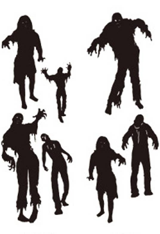 Zombie Silhouette Vinyl Wall Decals Halloween Decoration