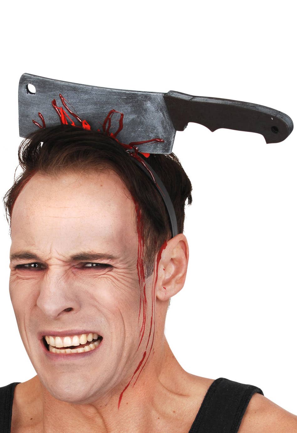 Fake Cleaver Through The Head Headband Accessory