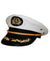 White Sailor Captain Costume Hat with Black Brim and Gold Braid Details