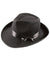 Black Wide Brim Gangster Fedora Costume Hat with White Pinstripes