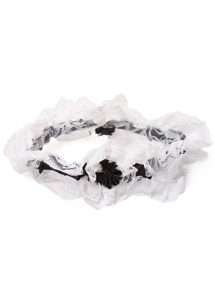 Ruffled White Lace Leg Garter Costume Accessory