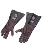 Long Black Pirate Skull and Crossbones Costume Gloves