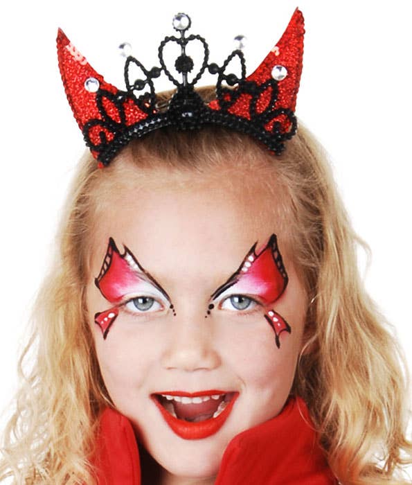 Red Devils Horns with Tiara | Red Horns and Tiara Halloween Accessory