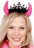 Pink Plush Vinyl Devil Horns Costume Headband with Attached Black Tiara