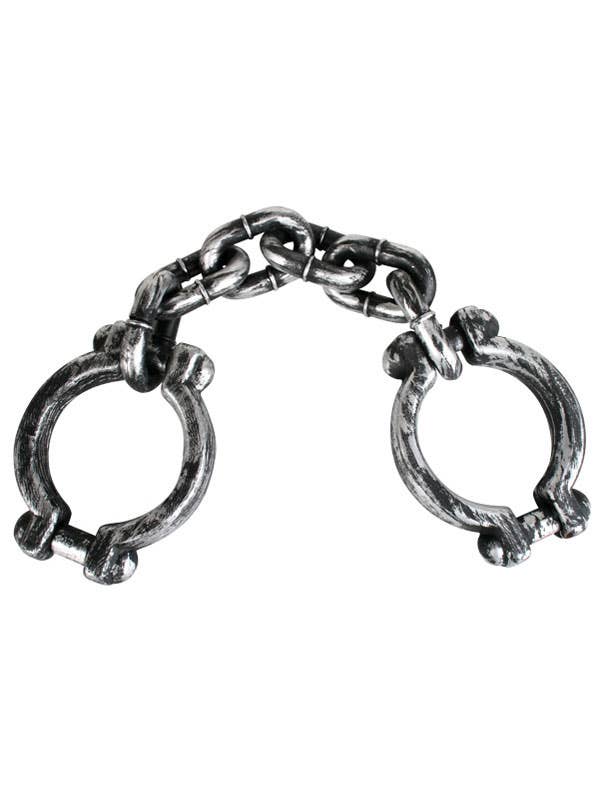 Prisoner Silver Wrist Shackles | Metal Look Convict Costume Shackles