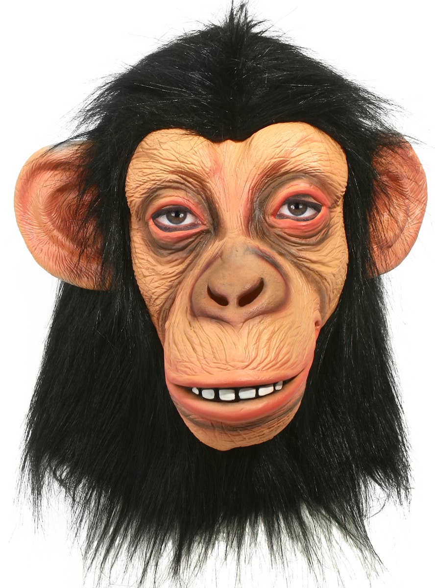 Furry Black Full Head Chimpanzee Costume Mask for Adults