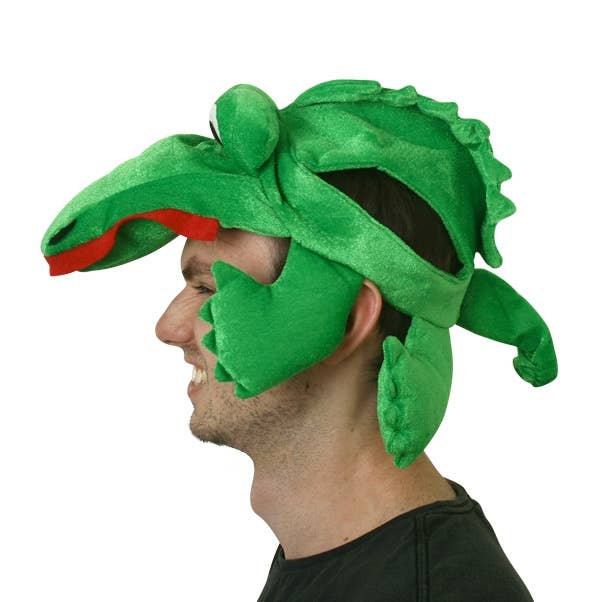 Funny Green Crocodile Hat Costume Accessory Image Side View