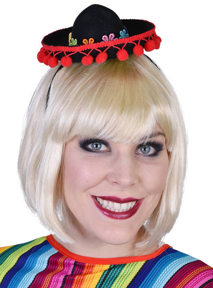 Red and Black Mini Sombrero Hat on Headband