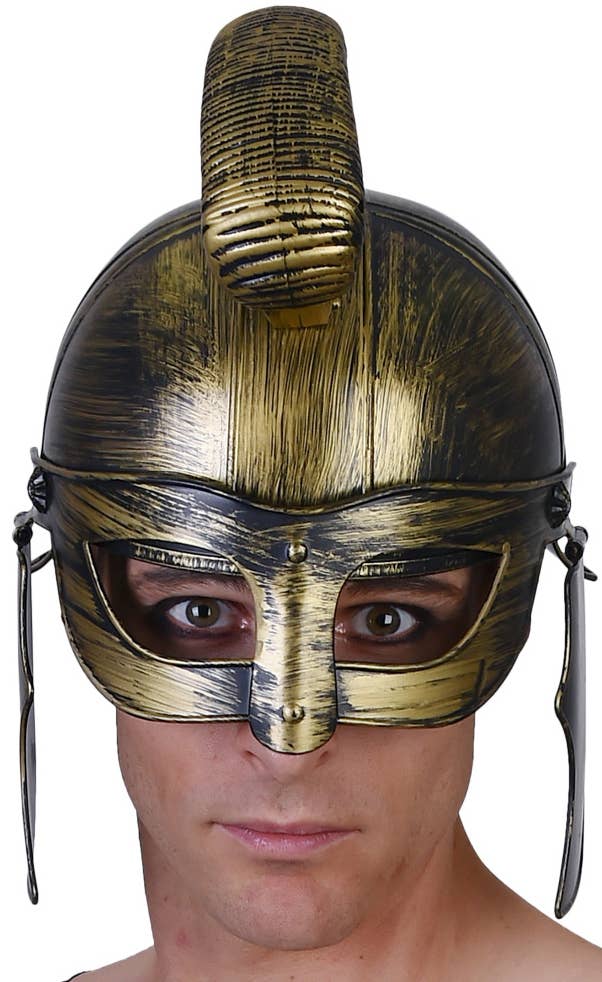 Antique Gold Gladiator Helmet Costume Accessory For Adult's - Main Image