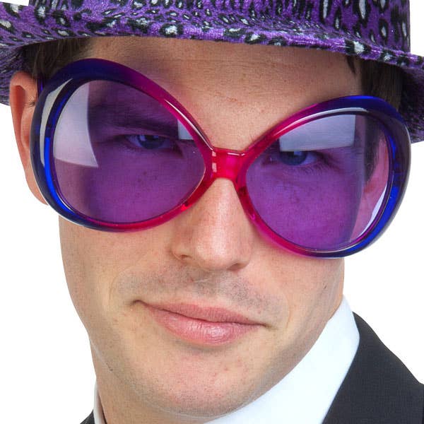 Jumbo Purple and Pink Hippie Costume Glasses - Alternative View