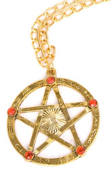Gold Pentagram Halloween Costume Necklace